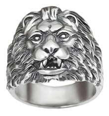 Men's Sterling Silver Lion Head Ring