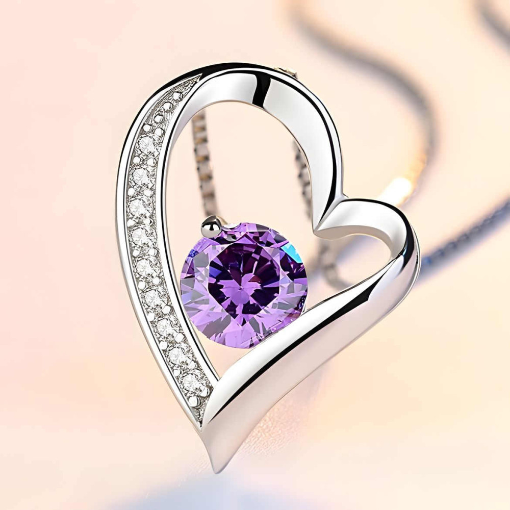 Colgante collar corazón plata circonio