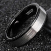 Anello da uomo anello in tungsteno nero linea pennello personalizzabile