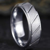 Personalized men's multi-groove tungsten ring to engrave