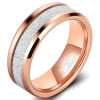 Bague or rose personnalisee homme anneau mariage tungstene sable opale