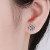 Boucles d'oreilles clous croix occitane argent resine noir