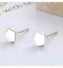 925 silver stud earrings with black four-leaf clover