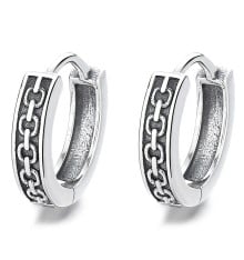 Men's Sterling Silver chain Hoop Earrings