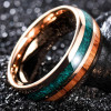 Anello personalizzato in legno opale di tungsteno placcato oro rosa