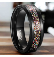 Personalized men's ring wedding ring tungsten sand opal