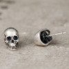 Boucles d'oeilles homme clous tete de mort argent 925