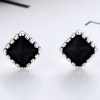 Vierkante oorknopjes voor heren, dames, zilver, zwart zirkonium