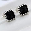 Pendientes cuadrados para hombre y mujer, plata, circonita negra