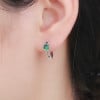Men's Sterling Green Cubic Zirconia Inlay Hoop Earrings