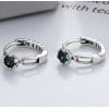 Men's Sterling Green Cubic Zirconia Inlay Hoop Earrings