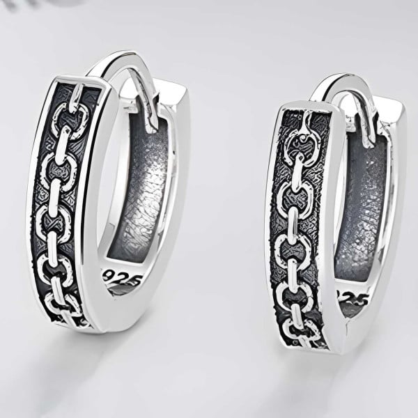 Boucles d'oreille argent homme femme creoles chaine