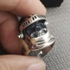 Bague argent homme casque chevalier medieval croix