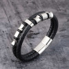 Bracciale da uomo in pelle intrecciata in acciaio nero