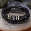 Keltisches Armband aus geflochtenem Leder mit mehreren Kordeln und Stahlverschluss