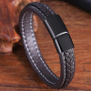 Men's Bicolor Braided Leather Stainless Steel Bracelet