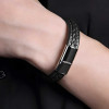 Men's Bicolor Braided Leather Stainless Steel Bracelet