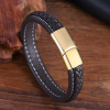 Men's Bicolor Braided Leather Stainless Steel Bracelet