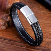 Men's Bicolor Braided Leather Stainless Steel Bracelet