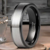 Anello da uomo anello in tungsteno nero linea pennello personalizzabile