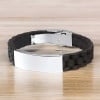 Bracelet personnalise homme caoutchouc noir gravure 2 lignes