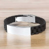 Personalized men's black rubber bracelet with 2 lines engraving