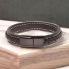 Men's Bicolor Braided Leather Stainless Steel Bracelet