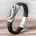Bracciale da uomo in pelle con treccia zodiacale Scorpione e chiusura in acciaio