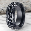 Customizable anti-stress rotating steel chain men's ring