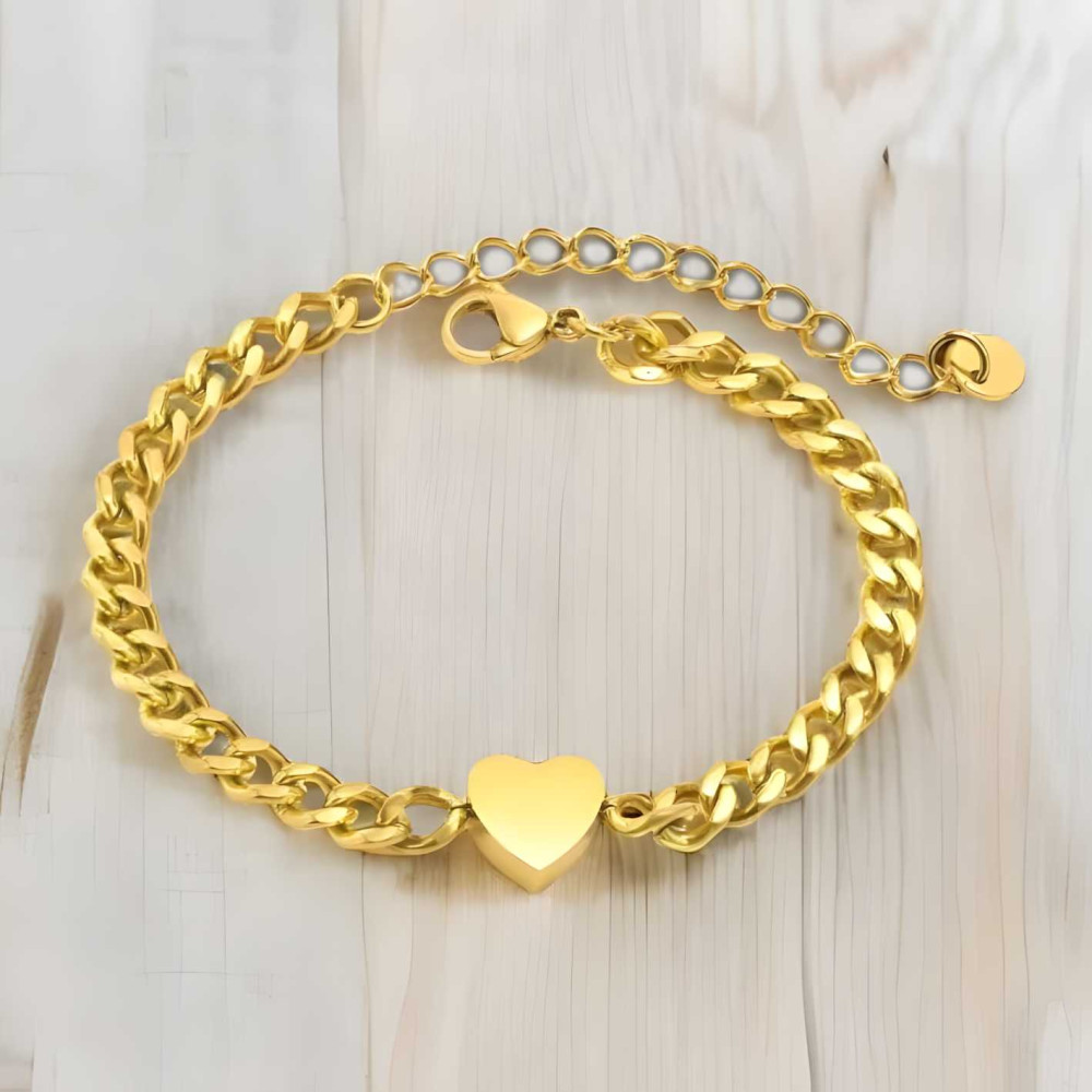Personalisiertes Damen-Herzarmband aus Stahl mit personalisierter Kette