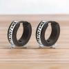 Boucles d'oreilles homme acier noir motif runes vikings - paire