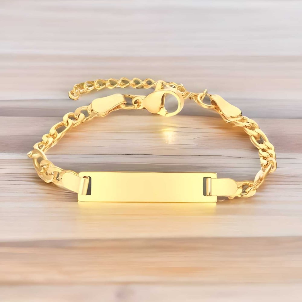 Customizable engraved steel chain bracelet for children