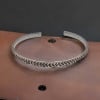 Bracelet argent massif jonc motif epi de ble homme femme