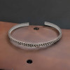 Solid silver bangle bracelet with epi of wheat motif for men and women