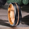 Anillo de boda personalizado con ranura de cepillo de anillo de tungsteno para hombres y mujeres