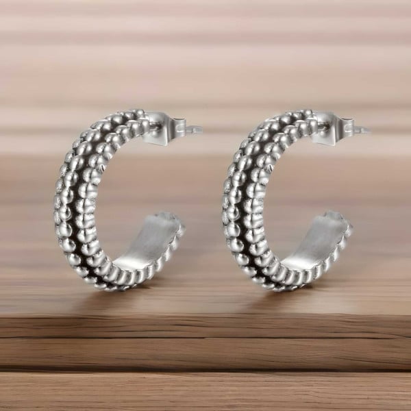 Boucles d'oreilles homme femme semi anneau acier - paire