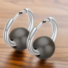 Boucles d'oreilles creoles boule ceramique noire finition polie - paire
