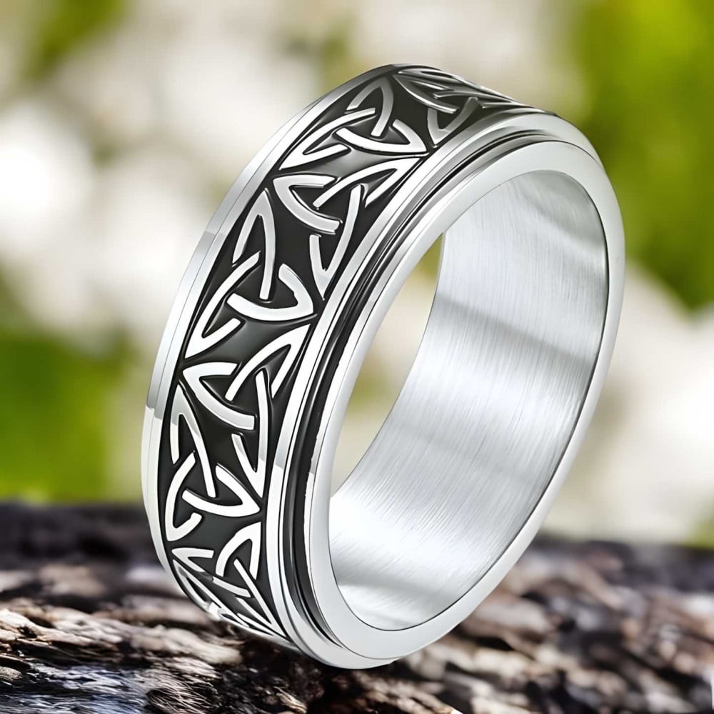 Men's ring anti-stress rotating ring steel Celtic knot