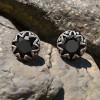 Boucles d'oreilles clous argent homme femme onyx noir