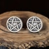 Pendientes de plata con pentáculos de estrella punk para hombre y mujer