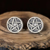 Pendientes de plata con pentáculos de estrella punk para hombre y mujer