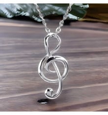 925 silver musical note key necklace pendant