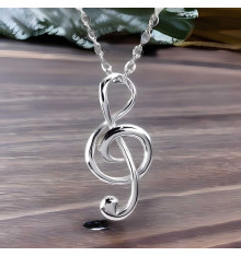 Pendentif collier cle note de musique argent 925