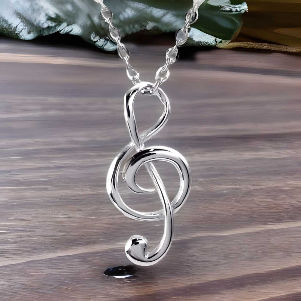 925 Silber Musiknotenschlüssel-Halskettenanhänger