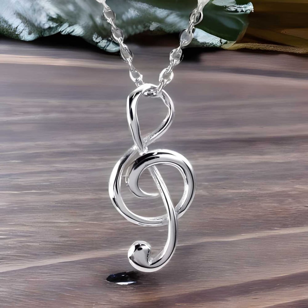 Pendentif collier cle note de musique argent 925