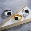 Men's black resin knight steel ring