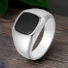 Men's black resin knight steel ring