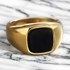 Men's black resin knight steel ring