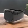 Bague homme acier chevaliere resine noir