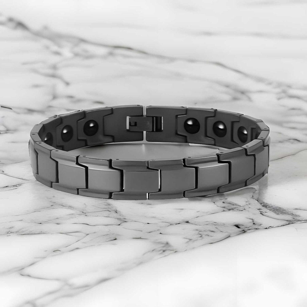 Pulsera de cerámica para hombre acabado pulido con imanes magnéticos